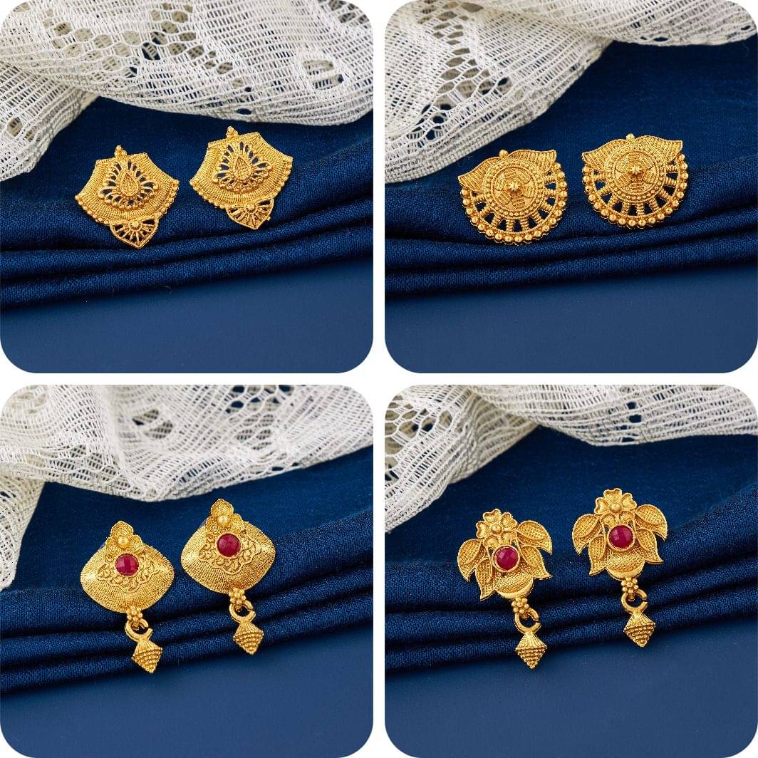     			TheSanga Golden Jhumki Earrings ( Pack of 4 )