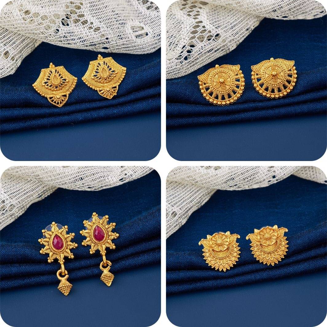     			TheSanga Golden Jhumki Earrings ( Pack of 4 )