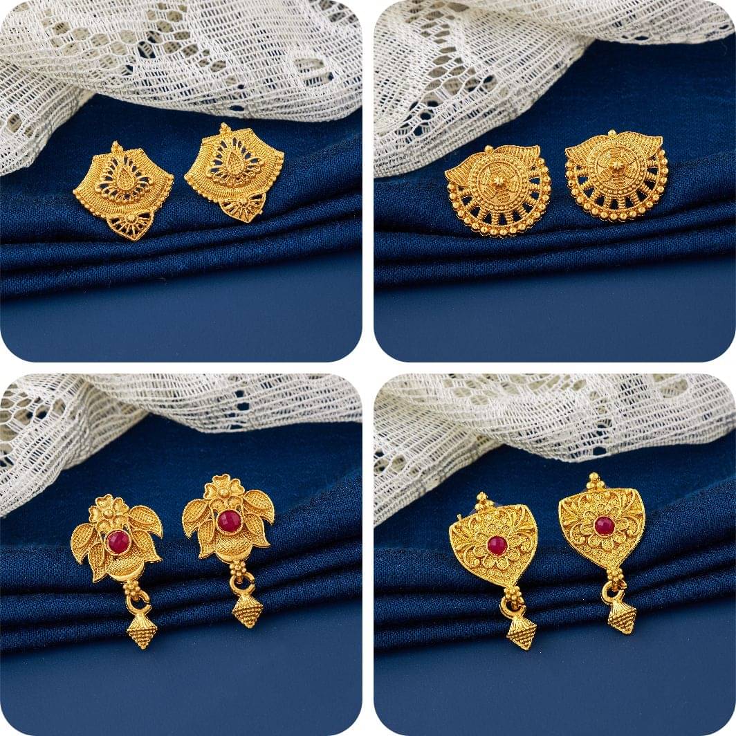     			TheSanga Golden Jhumki Earrings ( Pack of 4 )