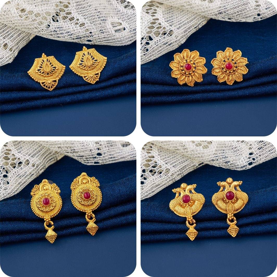     			TheSanga Golden Jhumki Earrings ( Pack of 4 )