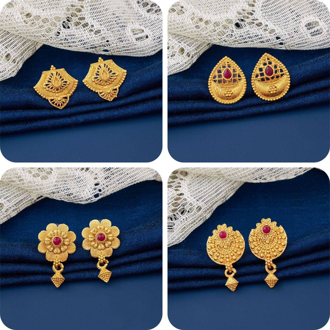     			TheSanga Golden Jhumki Earrings ( Pack of 4 )