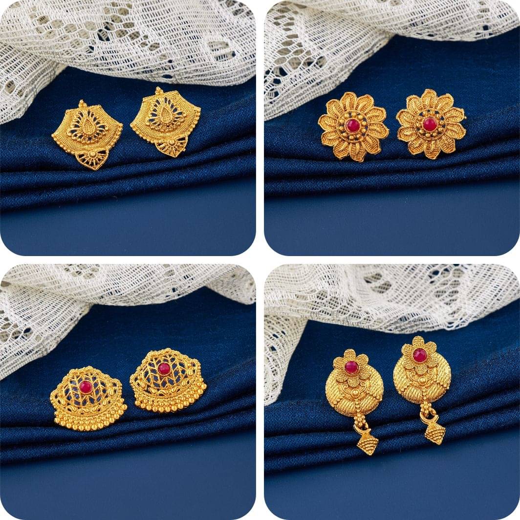     			TheSanga Golden Jhumki Earrings ( Pack of 4 )