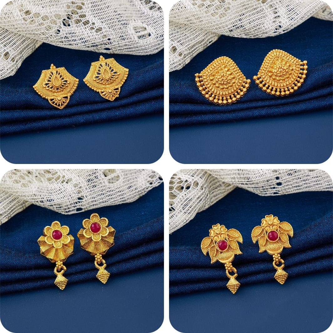     			TheSanga Golden Jhumki Earrings ( Pack of 4 )