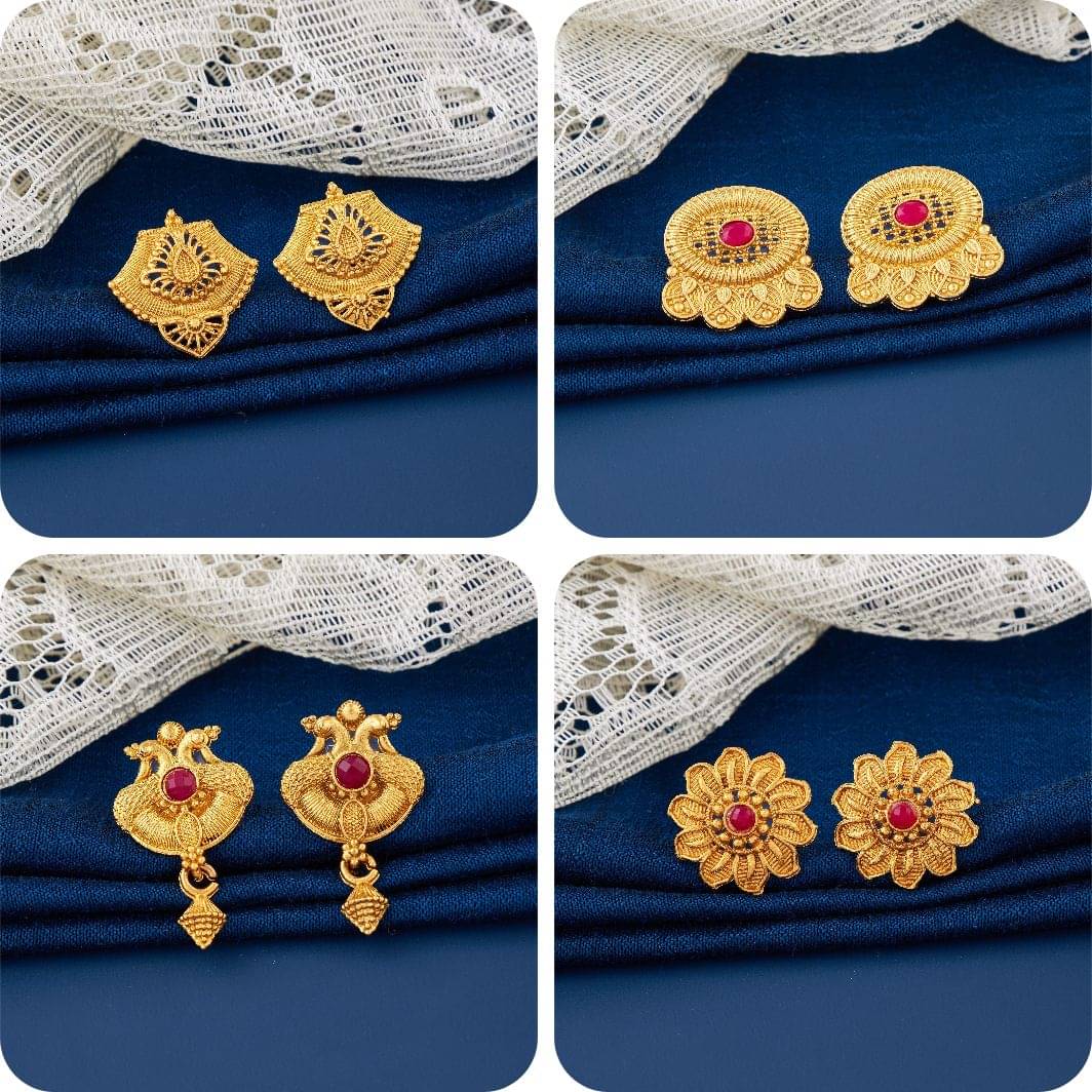     			TheSanga Golden Jhumki Earrings ( Pack of 4 )