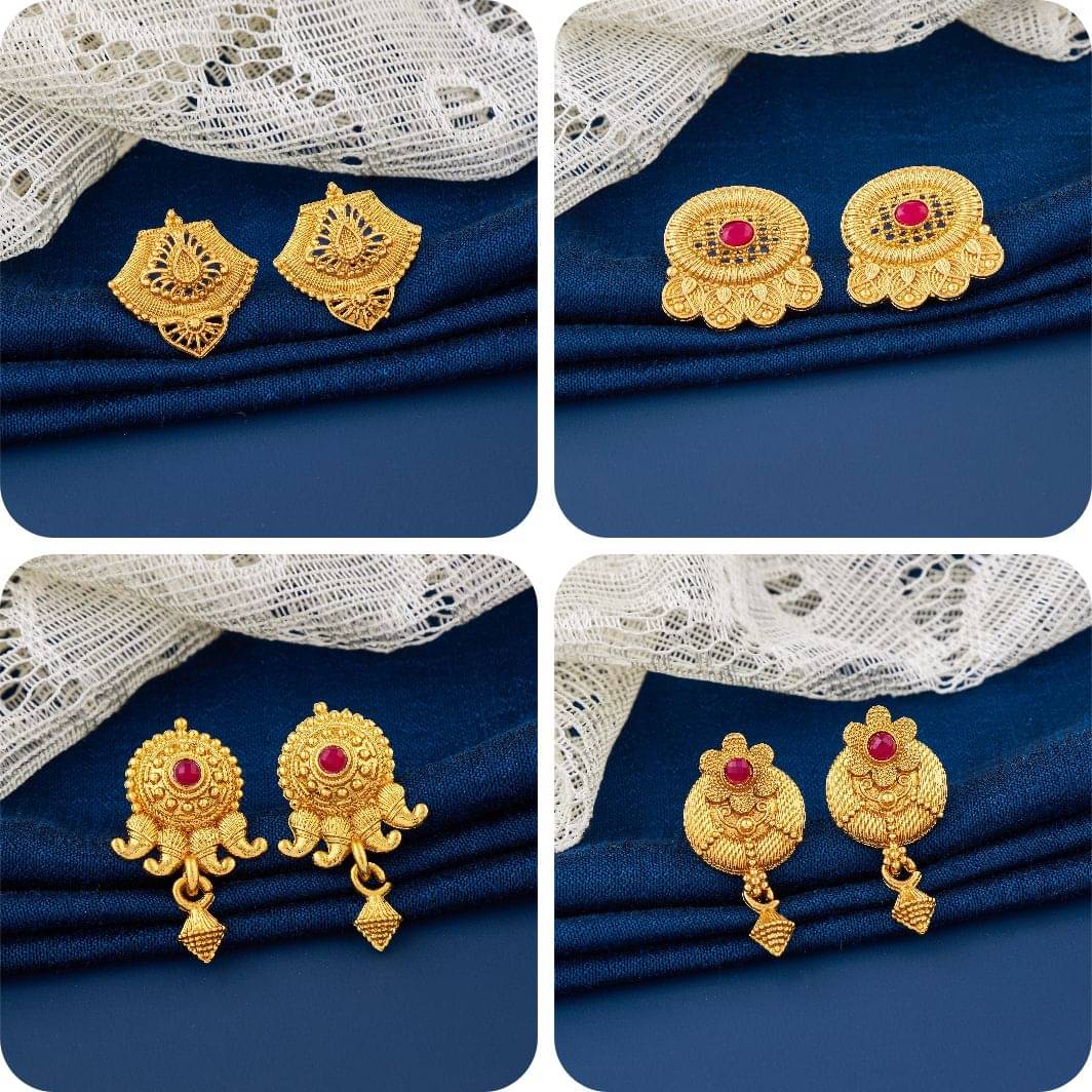     			TheSanga Golden Jhumki Earrings ( Pack of 4 )