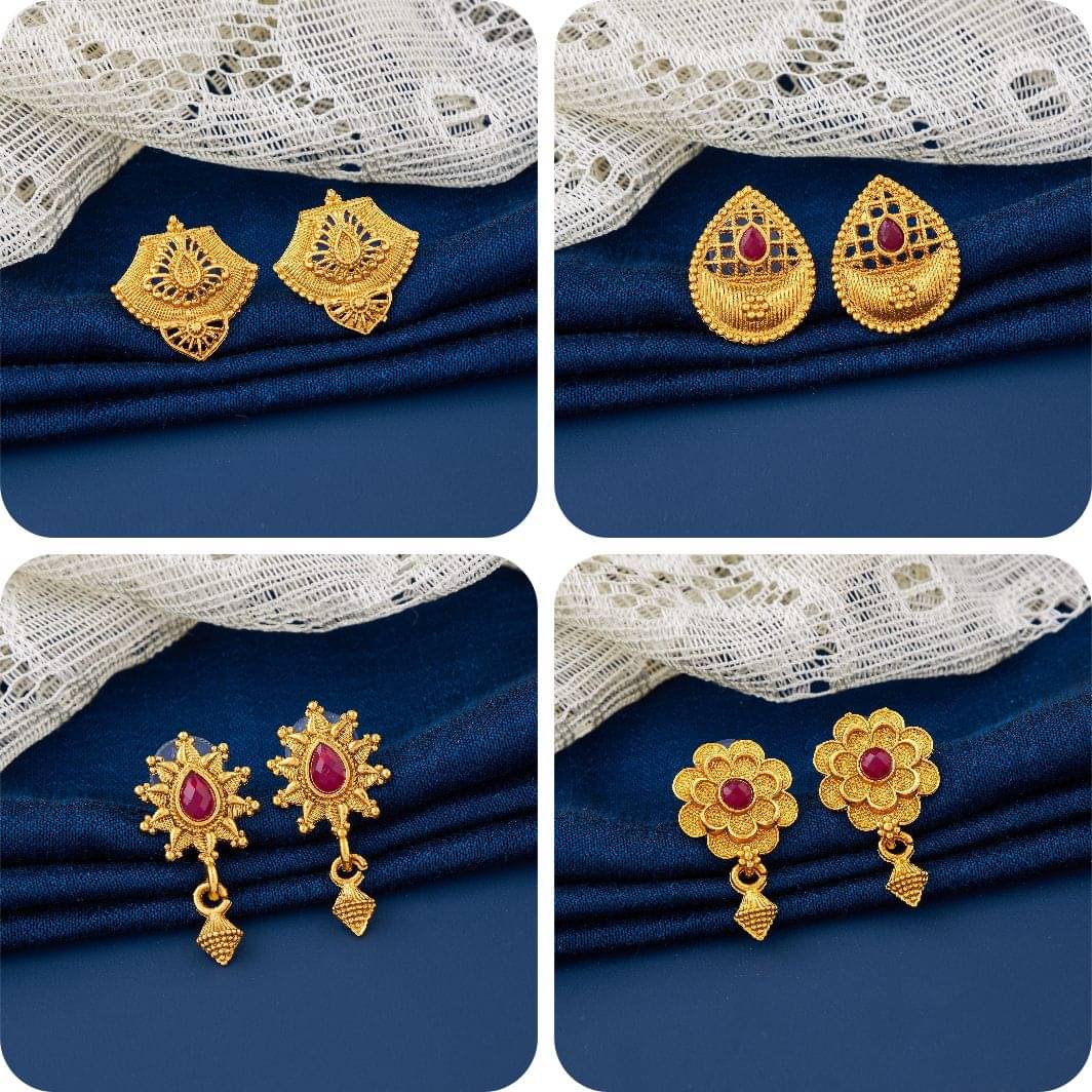     			TheSanga Golden Jhumki Earrings ( Pack of 4 )