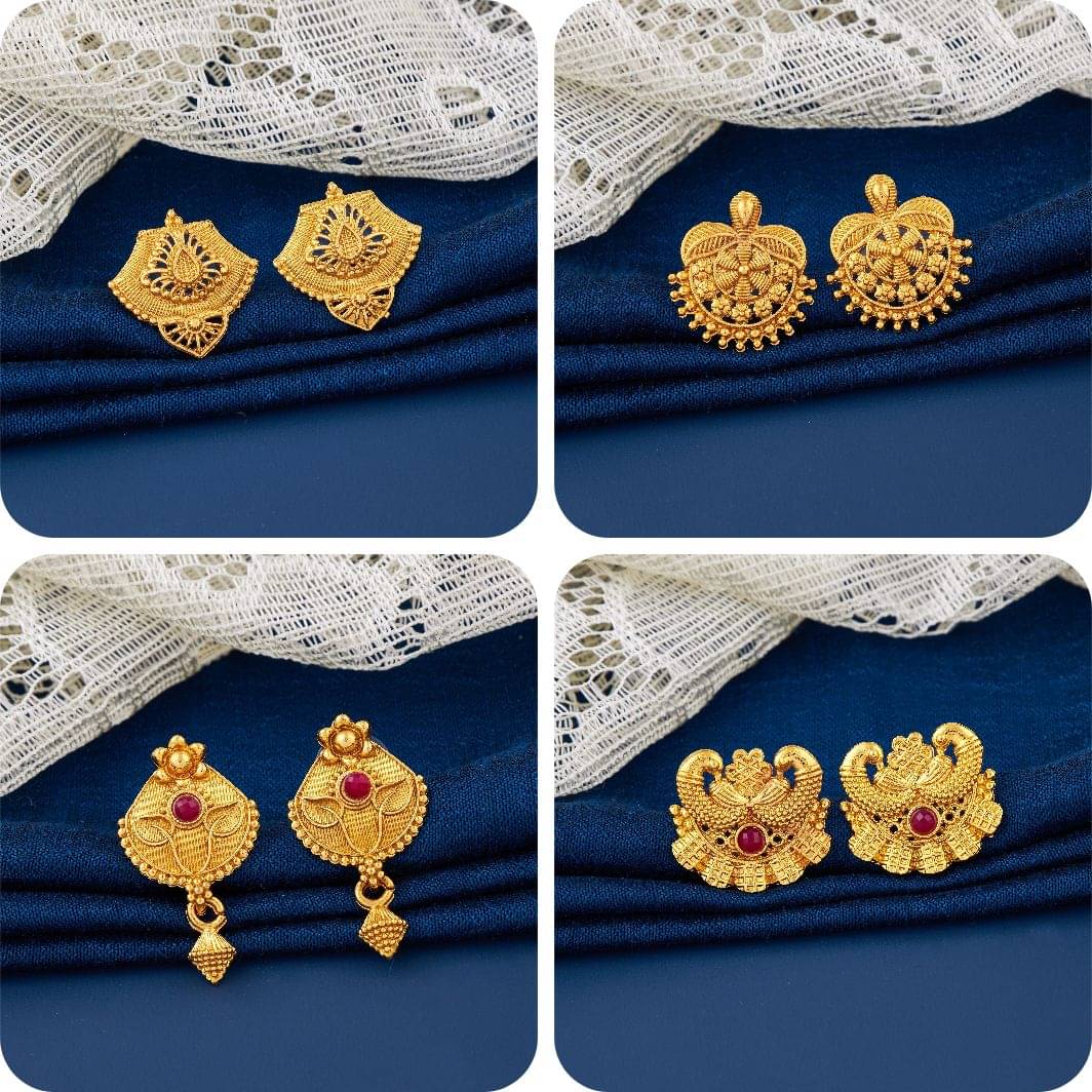     			TheSanga Golden Jhumki Earrings ( Pack of 4 )