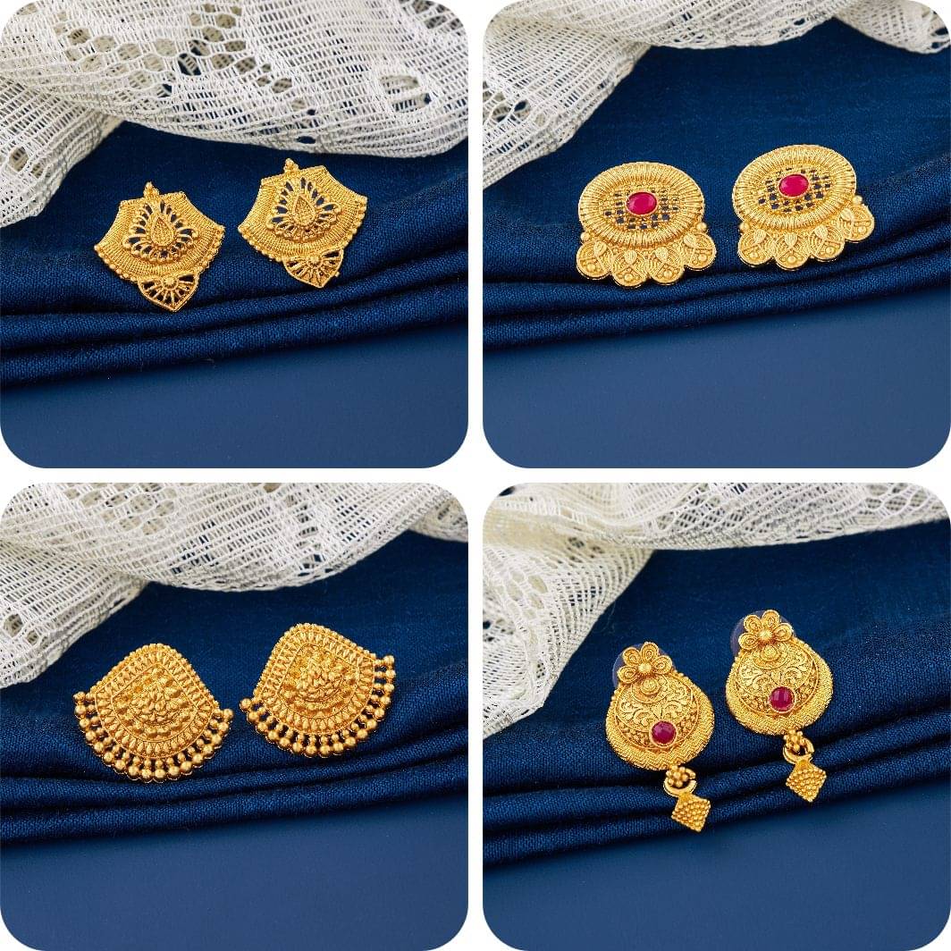     			TheSanga Golden Jhumki Earrings ( Pack of 4 )