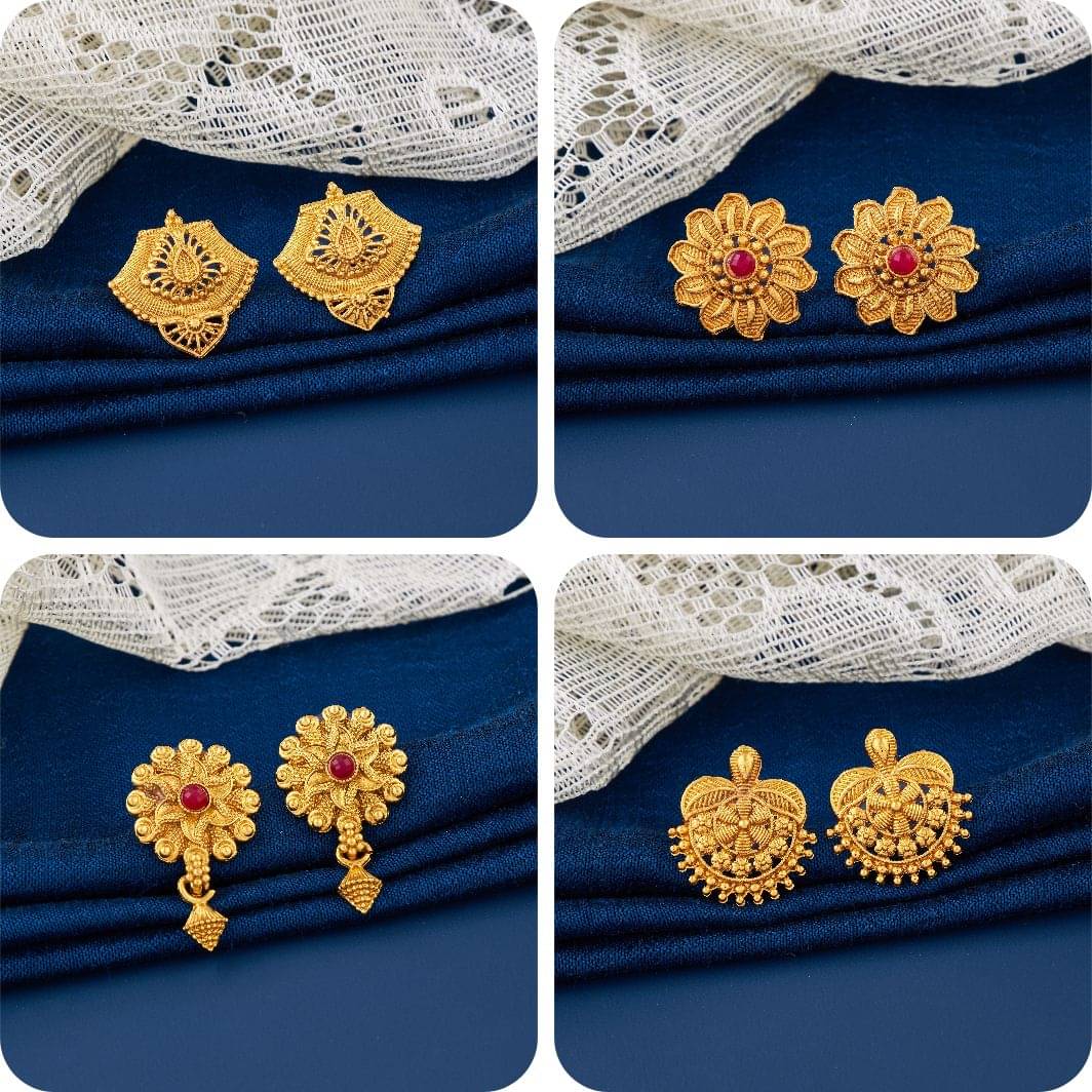     			TheSanga Golden Jhumki Earrings ( Pack of 4 )