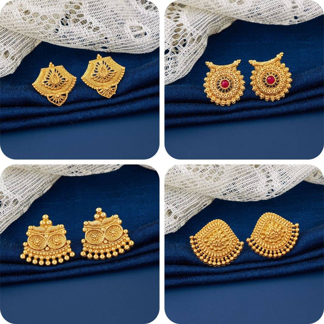     			TheSanga Golden Jhumki Earrings ( Pack of 4 )