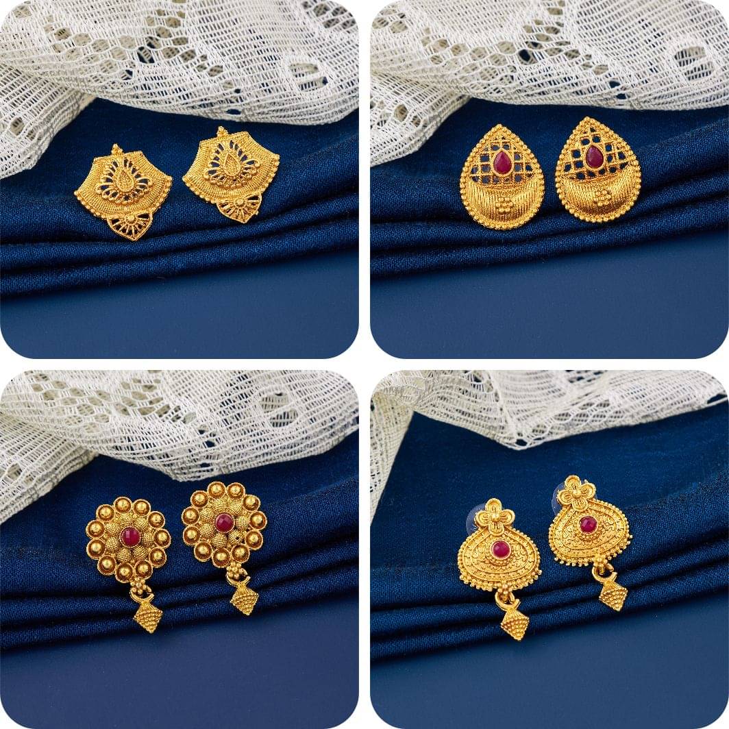     			TheSanga Golden Jhumki Earrings ( Pack of 4 )