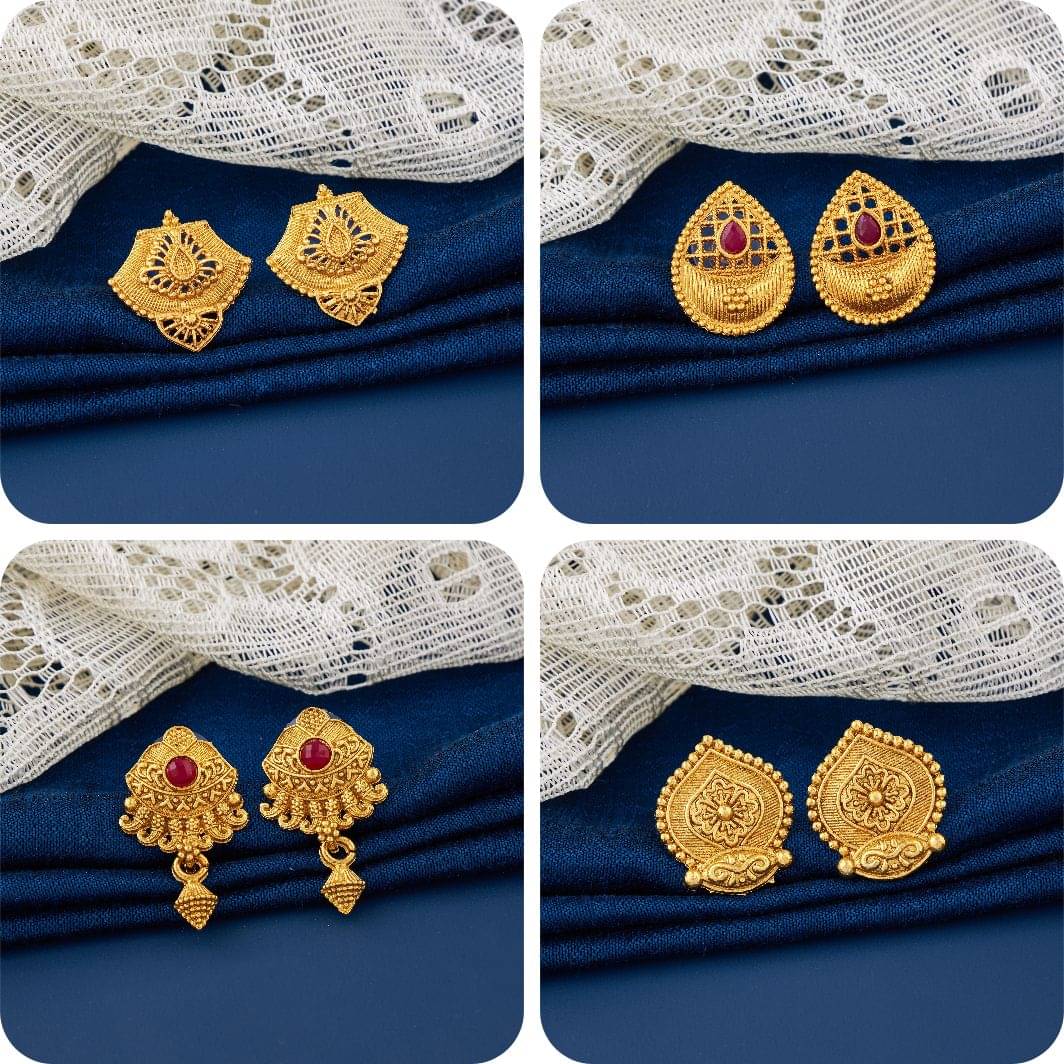     			TheSanga Golden Jhumki Earrings ( Pack of 4 )