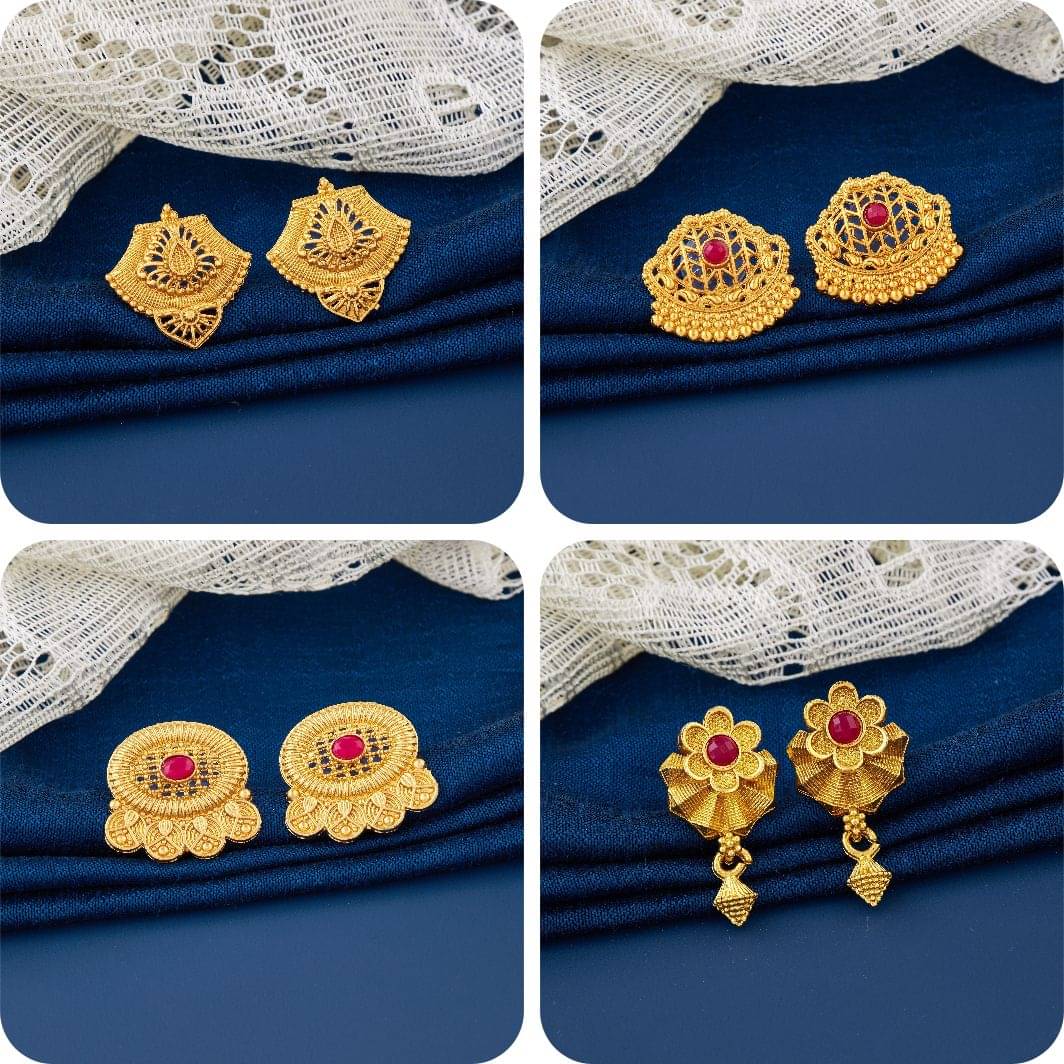     			TheSanga Golden Jhumki Earrings ( Pack of 4 )