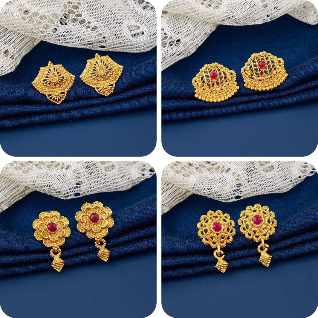     			TheSanga Golden Jhumki Earrings ( Pack of 4 )