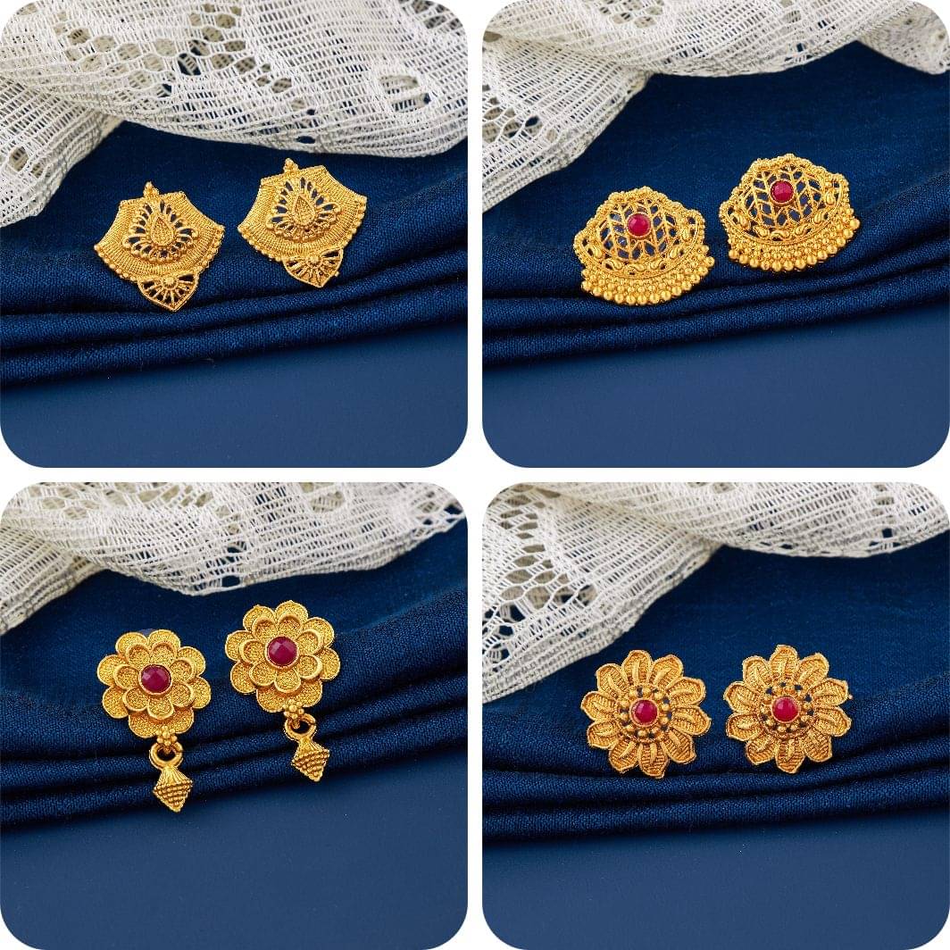     			TheSanga Golden Jhumki Earrings ( Pack of 4 )