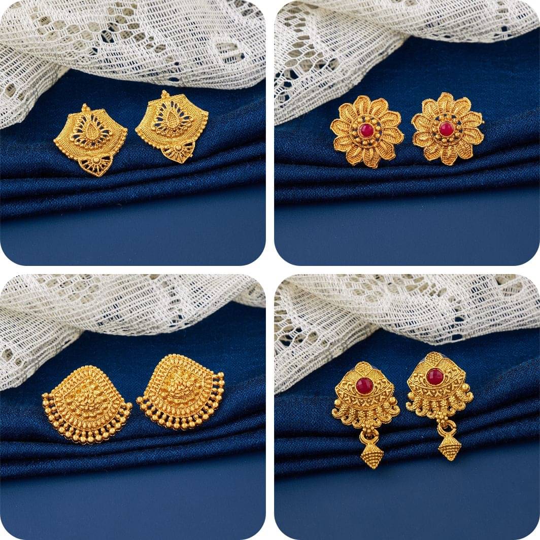     			TheSanga Golden Jhumki Earrings ( Pack of 4 )