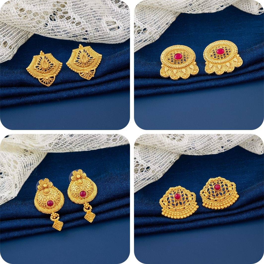     			TheSanga Golden Jhumki Earrings ( Pack of 4 )