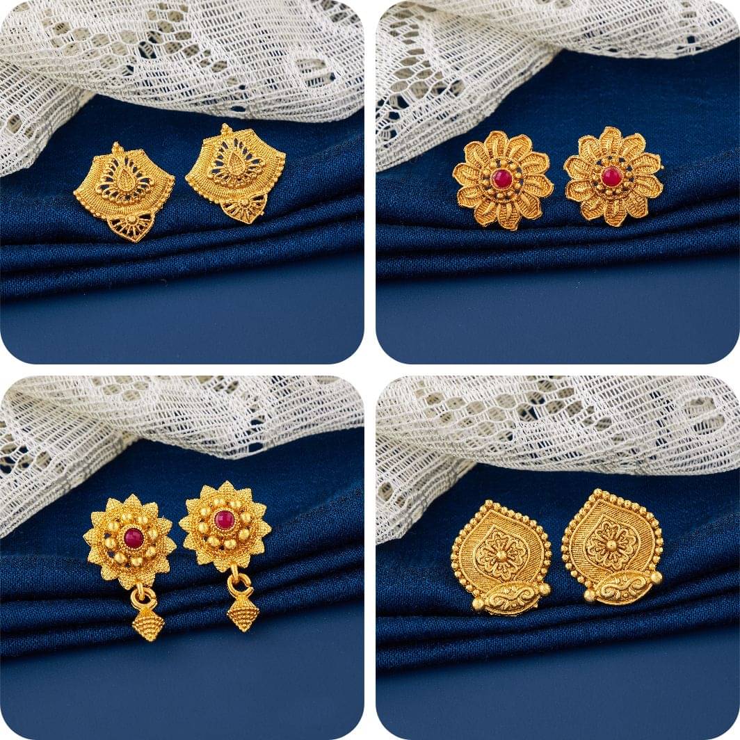    			TheSanga Golden Jhumki Earrings ( Pack of 4 )