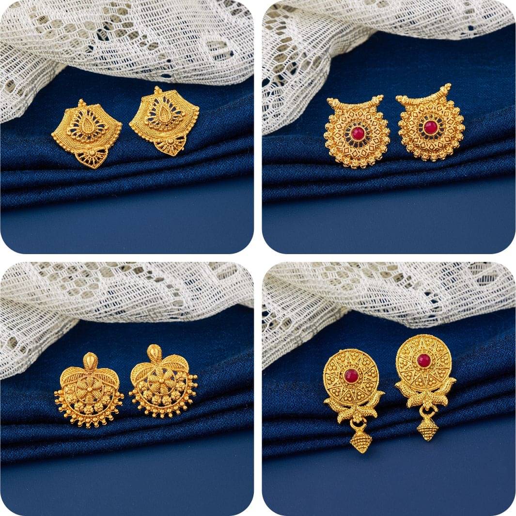     			TheSanga Golden Jhumki Earrings ( Pack of 4 )