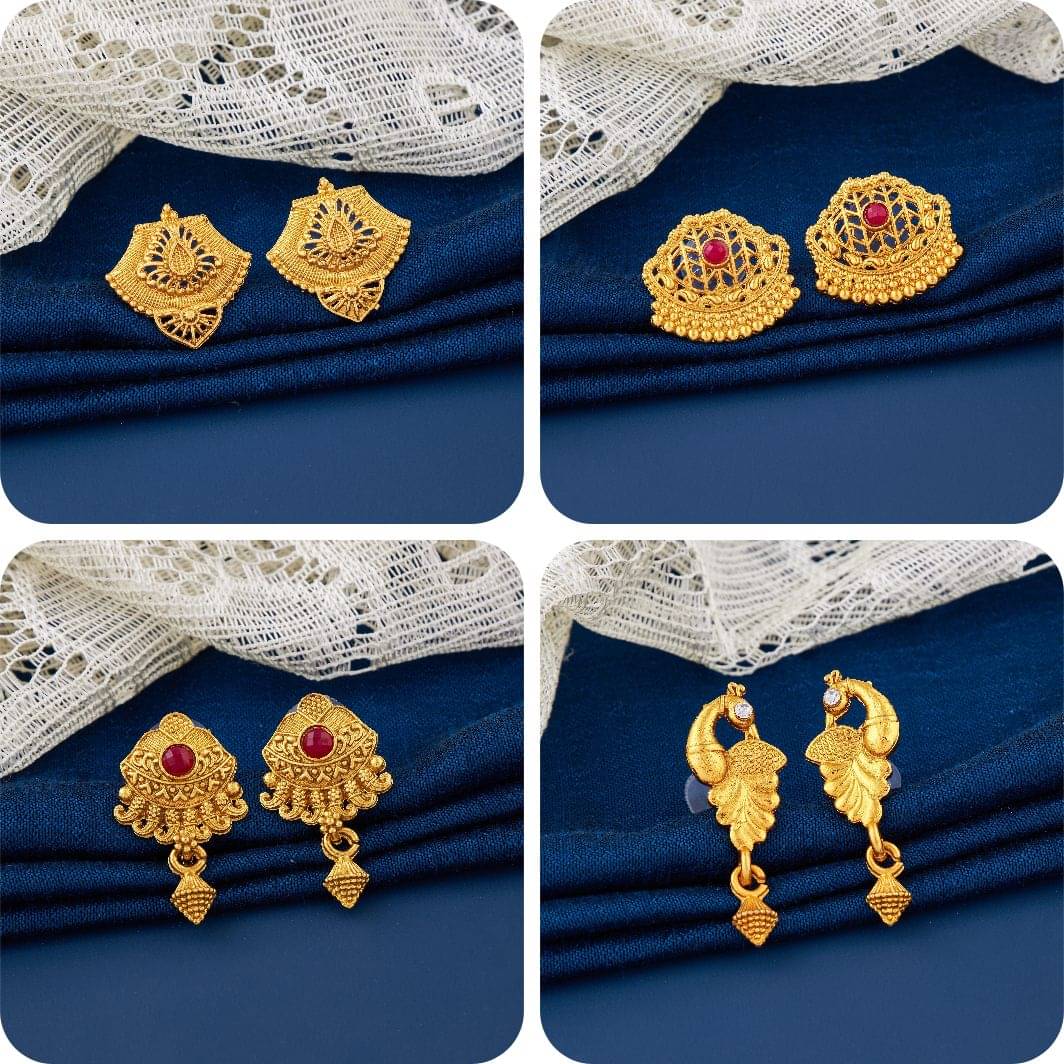     			TheSanga Golden Jhumki Earrings ( Pack of 4 )