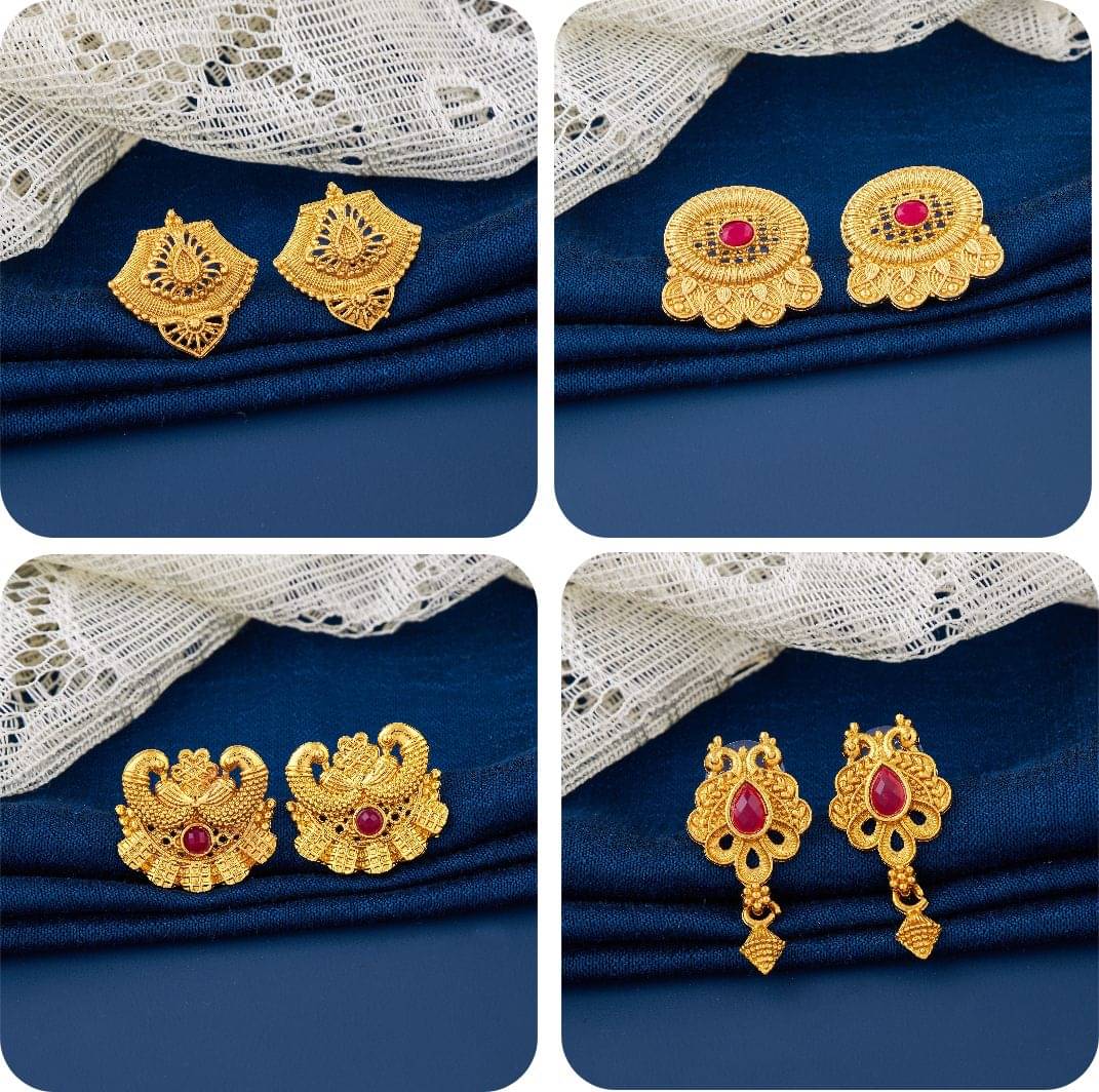     			TheSanga Golden Jhumki Earrings ( Pack of 4 )