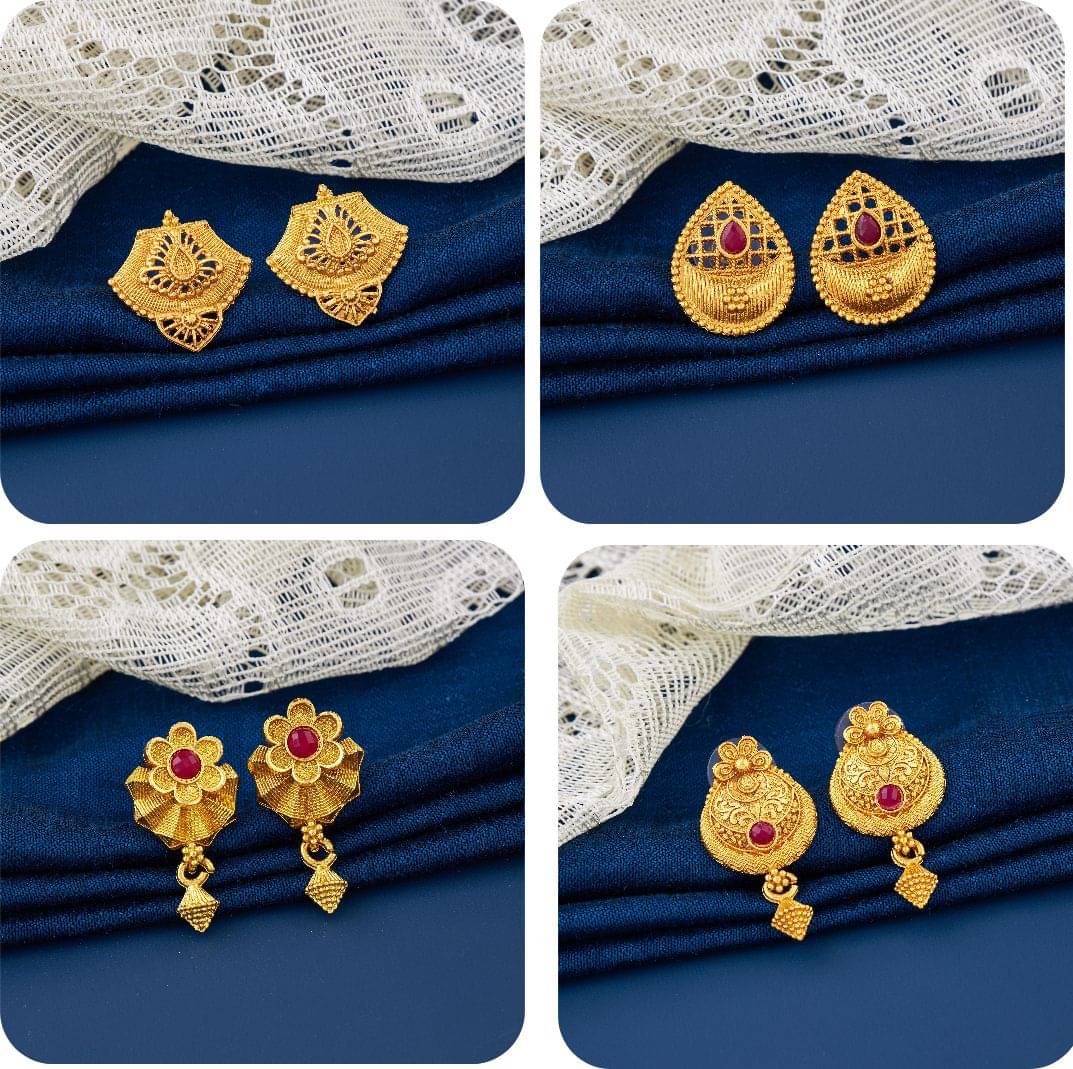     			TheSanga Golden Jhumki Earrings ( Pack of 4 )
