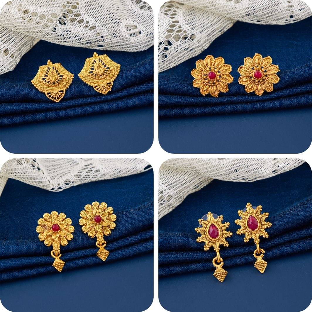     			TheSanga Golden Jhumki Earrings ( Pack of 4 )