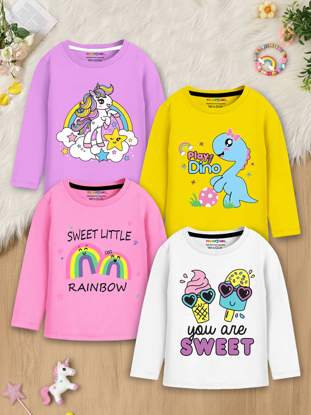     			Trampoline Pack of 4 Girls Cotton Blend T-Shirt ( Multicolor 1 )