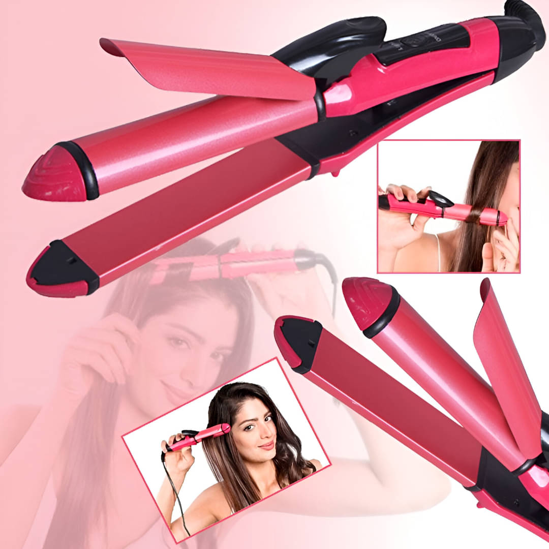     			VTHIN 2 in 1 Hair Curler Pink Hair Straightener