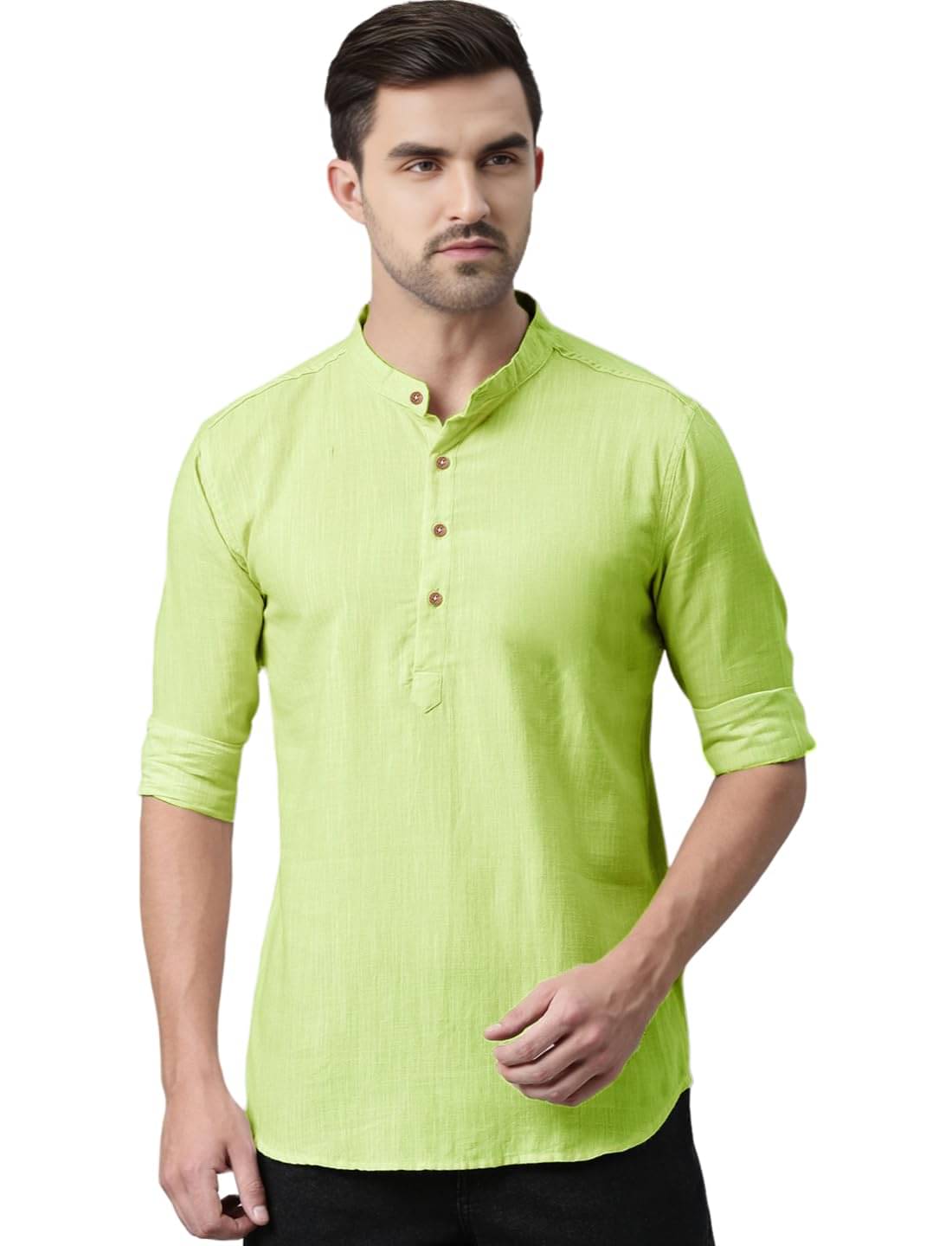Vashuqi Sea Green Cotton Blend Men's Shirt Style Kurta ( Pack of 1 ) Vashuqi Sea Green Cotton Blend Men's Shirt Style Kurta ( Pack of 1 )