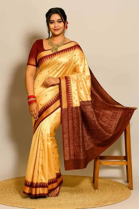 WEAVER STORE Art Silk Woven Design Sambalpuri Saree With Unstitched Blouse Piece ( Cream ) WEAVER STORE Art Silk Woven Design Sambalpuri Saree With Unstitched Blouse Piece ( Cream )