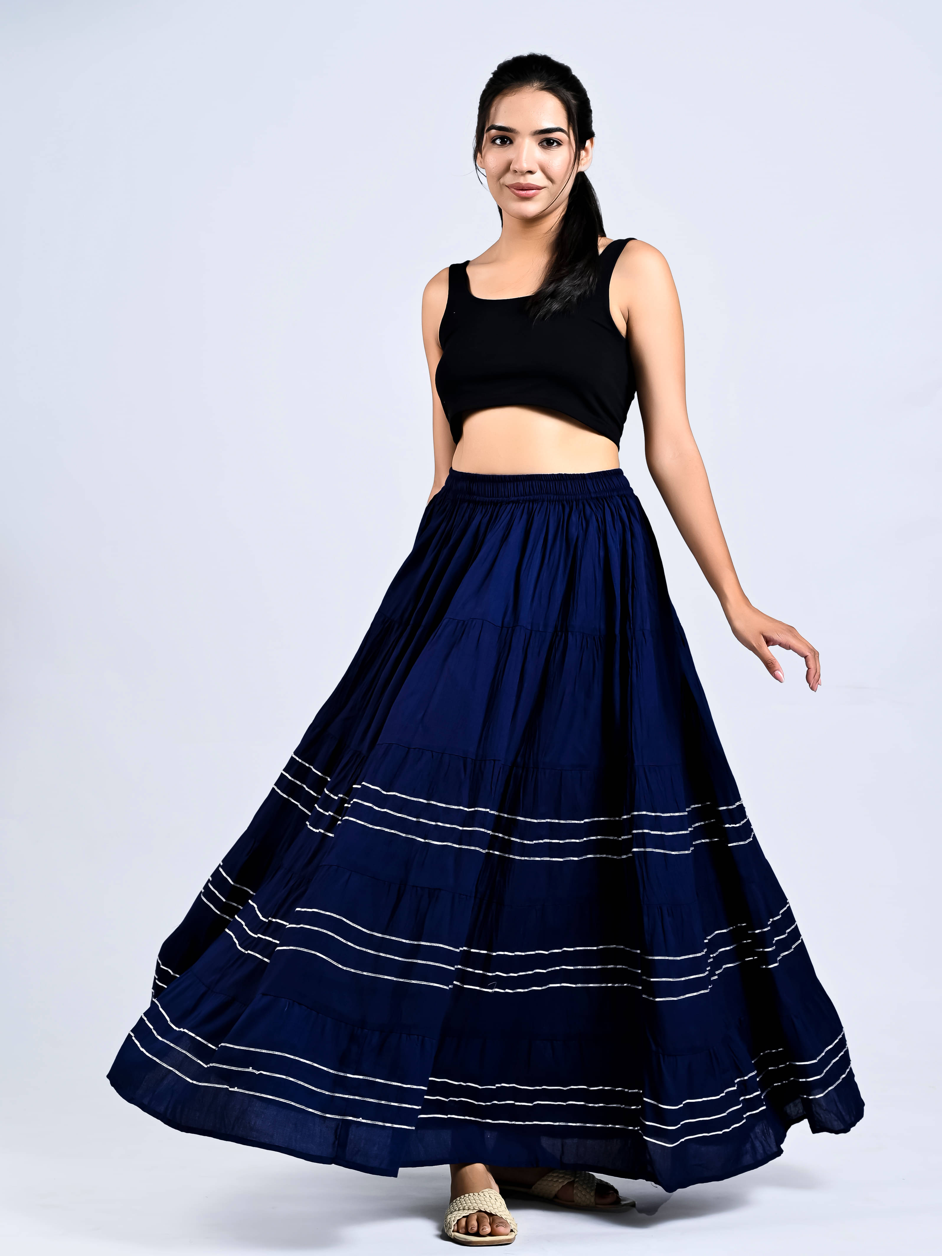     			YXS Pack of 1 Viscose Women Gharara ( Navy )