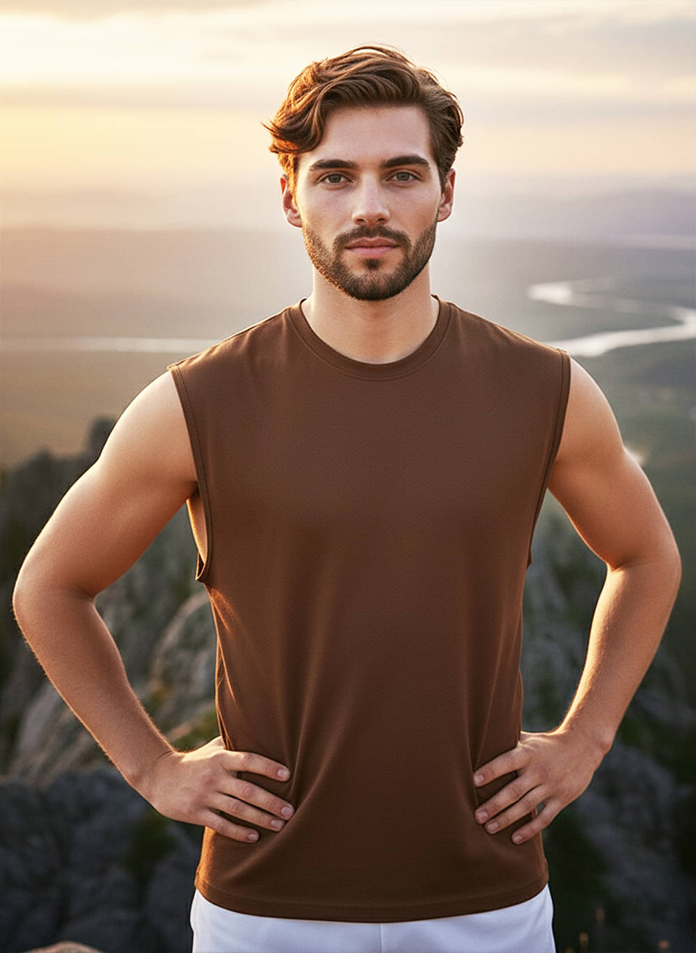     			clafoutis Men Cotton Blend Relaxed Fit Solid T-Shirt ( Brown )