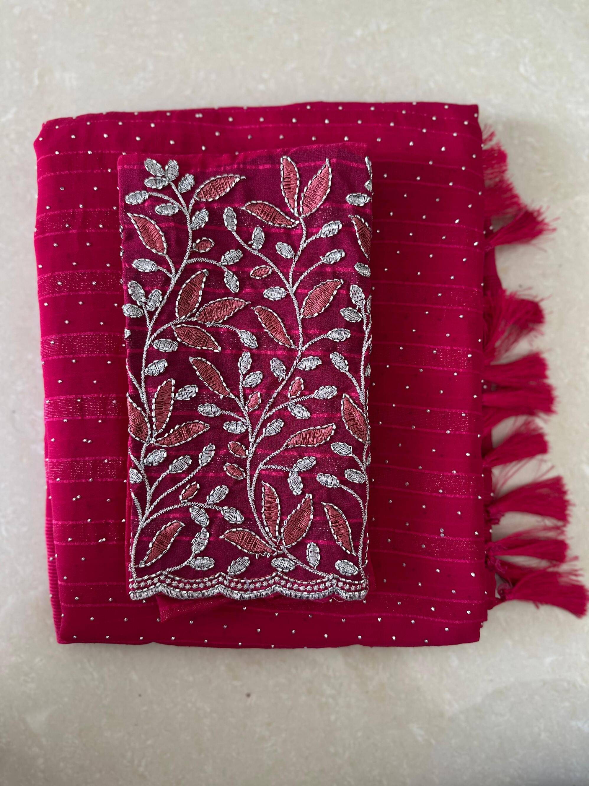 AB Silk Georgette Solid Regular Saree With Unstitched Blouse Piece ( Pink ) AB Silk Georgette Solid Regular Saree With Unstitched Blouse Piece ( Pink )