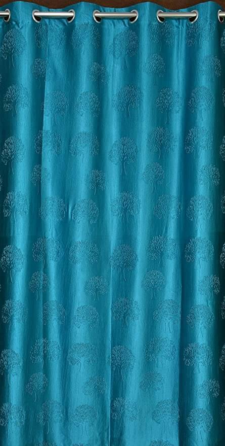 ADASHI INDIA Floral Semi-Transparent Eyelet Curtain 9 ft ( Pack of 2 ) - Aqua ADASHI INDIA Floral Semi-Transparent Eyelet Curtain 9 ft ( Pack of 2 ) - Aqua
