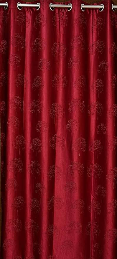 ADASHI INDIA Floral Semi-Transparent Eyelet Curtain 9 ft ( Pack of 2 ) - Maroon     			ADASHI INDIA Floral Semi-Transparent Eyelet Curtain 9 ft ( Pack of 2 ) - Maroon