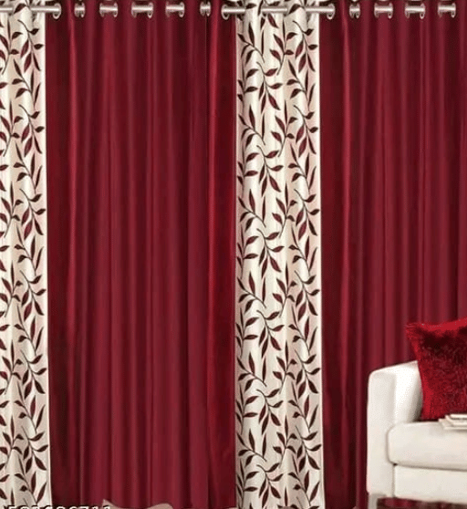 ADASHI INDIA Floral Semi-Transparent Eyelet Curtain 5 ft ( Pack of 4 ) - Maroon ADASHI INDIA Floral Semi-Transparent Eyelet Curtain 5 ft ( Pack of 4 ) - Maroon