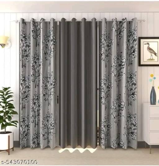 ADASHI INDIA Floral Semi-Transparent Eyelet Curtain 9 ft ( Pack of 3 ) - Grey ADASHI INDIA Floral Semi-Transparent Eyelet Curtain 9 ft ( Pack of 3 ) - Grey