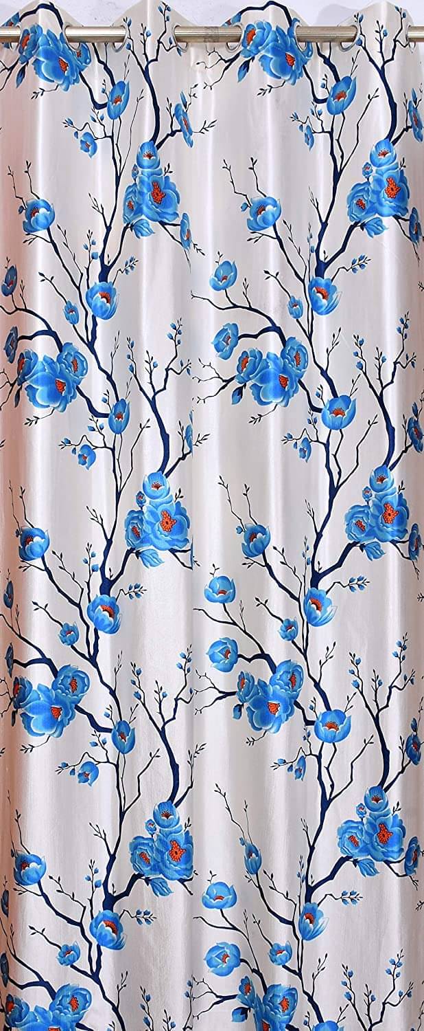 ADASHI INDIA Floral Semi-Transparent Eyelet Curtain 5 ft ( Pack of 3 ) - Aqua ADASHI INDIA Floral Semi-Transparent Eyelet Curtain 5 ft ( Pack of 3 ) - Aqua