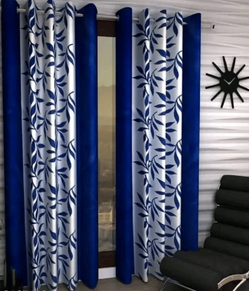 ADASHI INDIA Floral Semi-Transparent Eyelet Curtain 9 ft ( Pack of 2 ) - Blue ADASHI INDIA Floral Semi-Transparent Eyelet Curtain 9 ft ( Pack of 2 ) - Blue