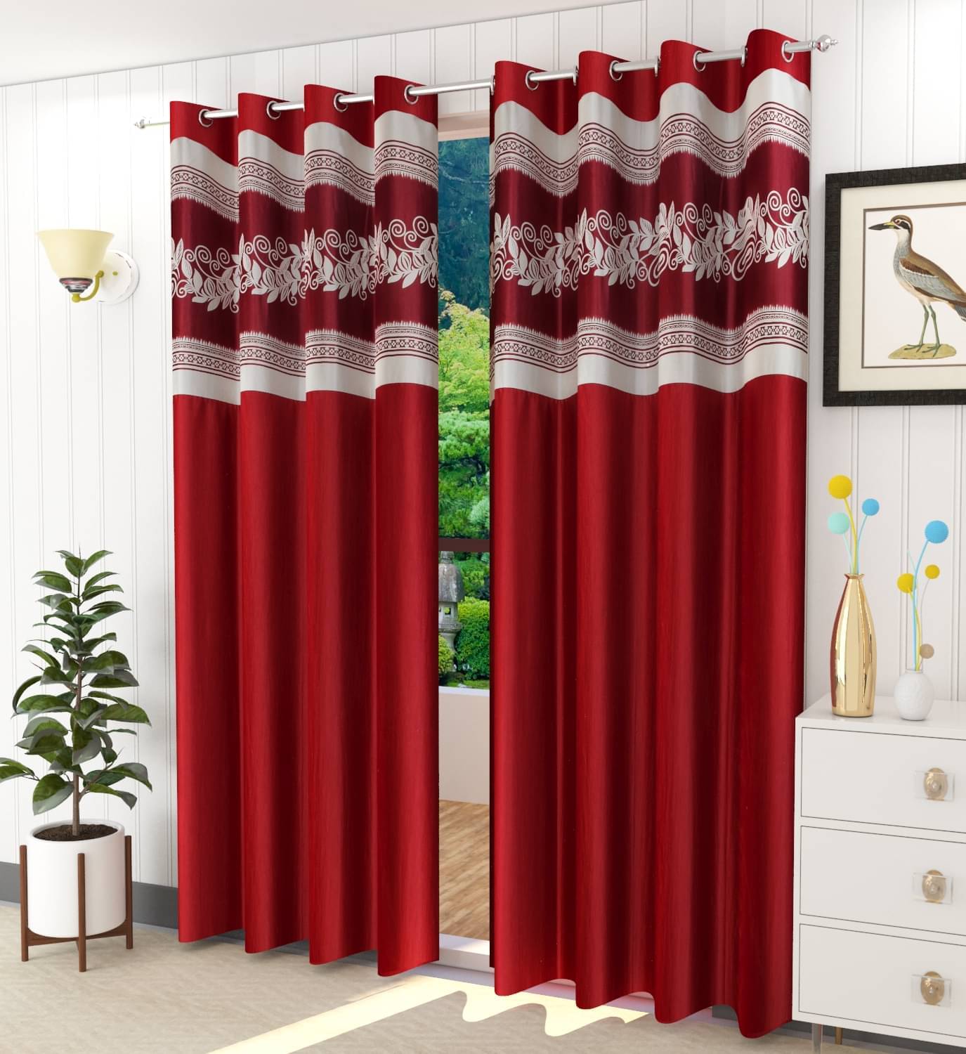     			ADASHI INDIA Solid Semi-Transparent Eyelet Curtain 7 ft ( Pack of 1 ) - Maroon