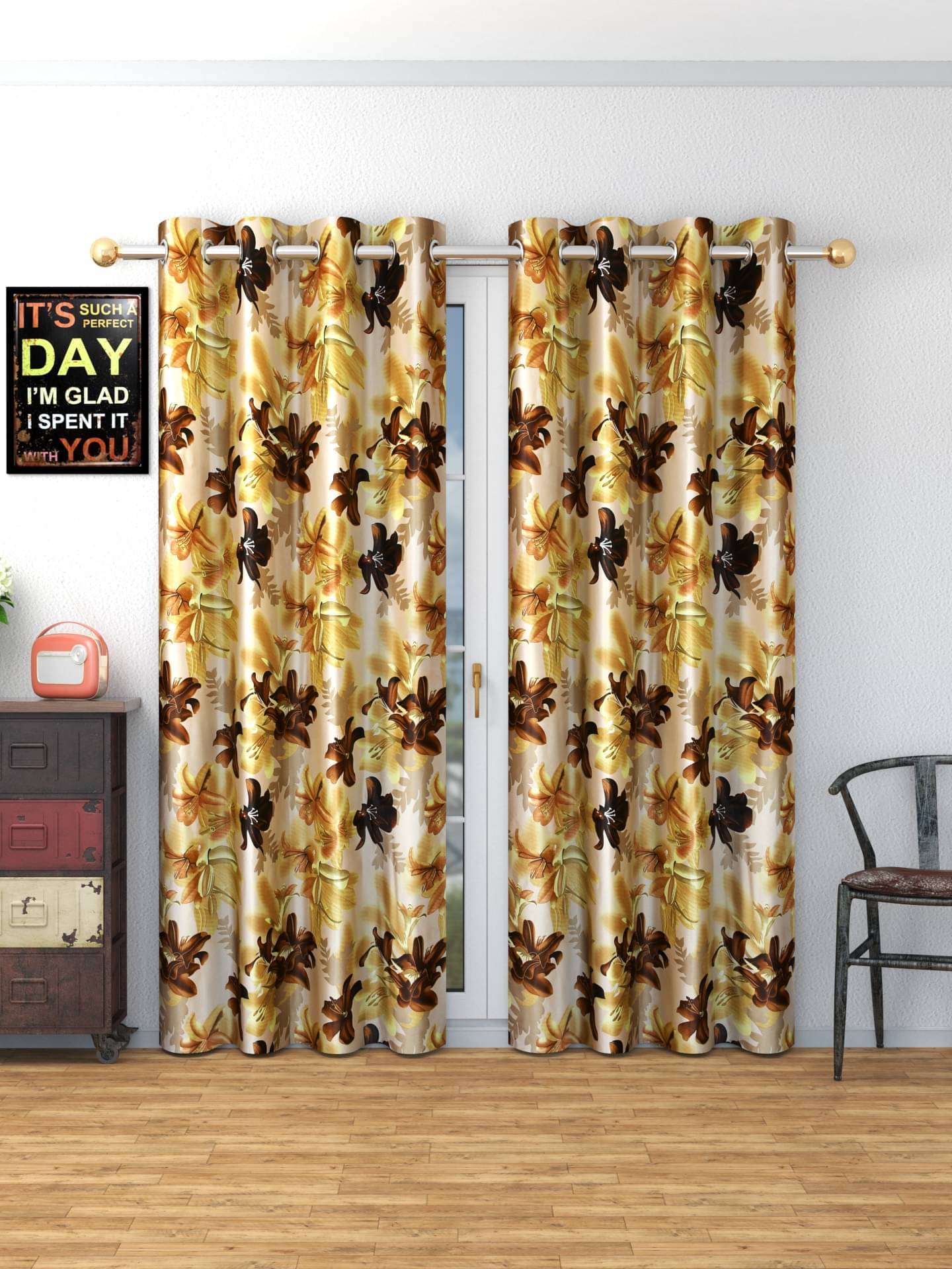 ADASHI INDIA Solid Semi-Transparent Eyelet Curtain 9 ft ( Pack of 2 ) - Brown ADASHI INDIA Solid Semi-Transparent Eyelet Curtain 9 ft ( Pack of 2 ) - Brown