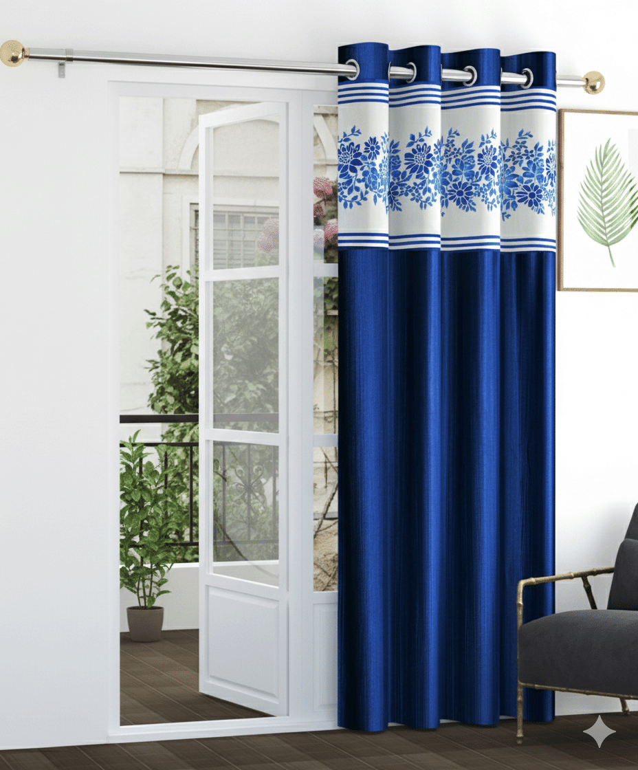 ADASHI INDIA Solid Semi-Transparent Eyelet Curtain 5 ft ( Pack of 1 ) - Blue     			ADASHI INDIA Solid Semi-Transparent Eyelet Curtain 5 ft ( Pack of 1 ) - Blue