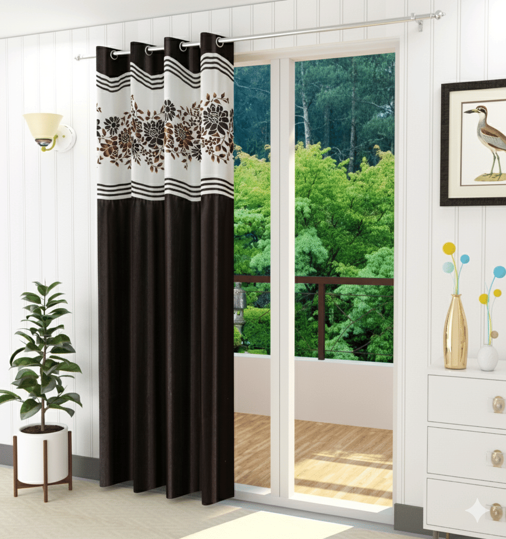 ADASHI INDIA Solid Semi-Transparent Eyelet Curtain 9 ft ( Pack of 1 ) - Brown ADASHI INDIA Solid Semi-Transparent Eyelet Curtain 9 ft ( Pack of 1 ) - Brown