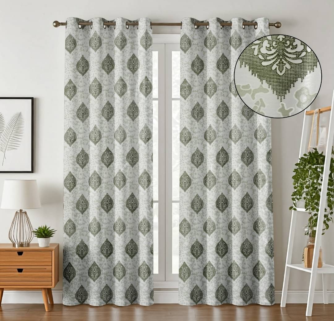 ADASHI INDIA Solid Semi-Transparent Eyelet Curtain 5 ft ( Pack of 2 ) - Green ADASHI INDIA Solid Semi-Transparent Eyelet Curtain 5 ft ( Pack of 2 ) - Green