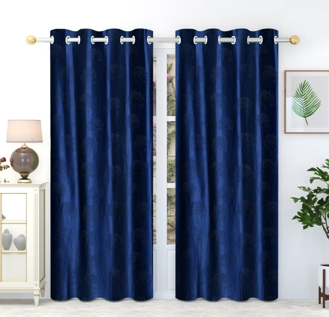 ADASHI INDIA Solid Semi-Transparent Eyelet Curtain 9 ft ( Pack of 2 ) - Navy Blue ADASHI INDIA Solid Semi-Transparent Eyelet Curtain 9 ft ( Pack of 2 ) - Navy Blue