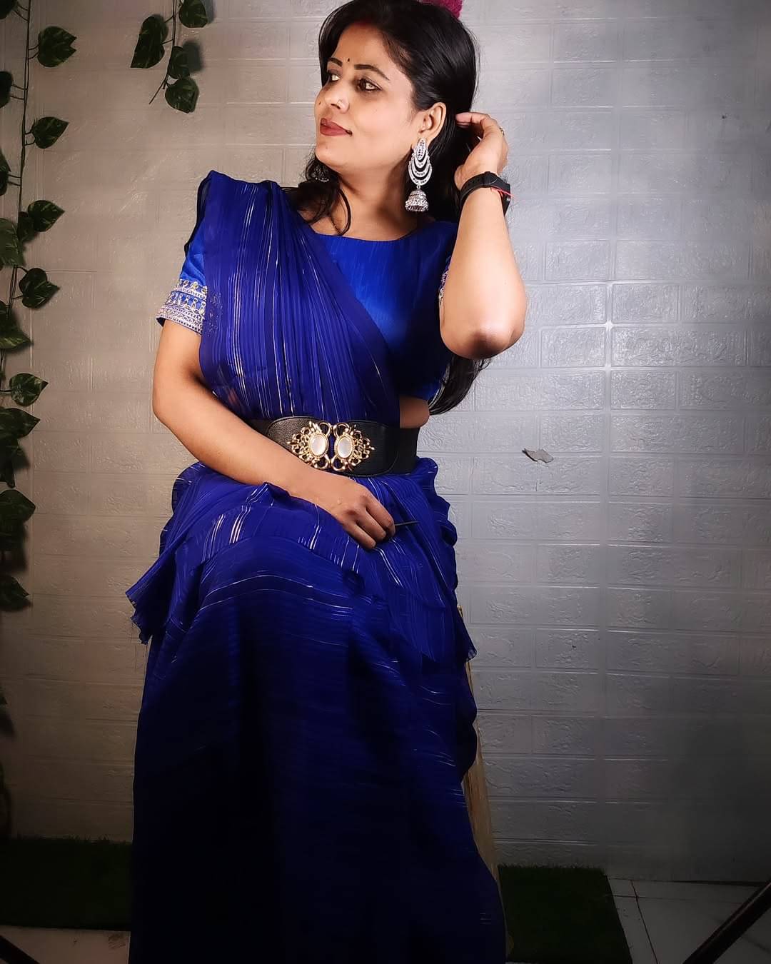 ANAND SAREES Georgette Solid Ilkal Saree With Unstitched Blouse Piece ( Blue )     			ANAND SAREES Georgette Solid Ilkal Saree With Unstitched Blouse Piece ( Blue )