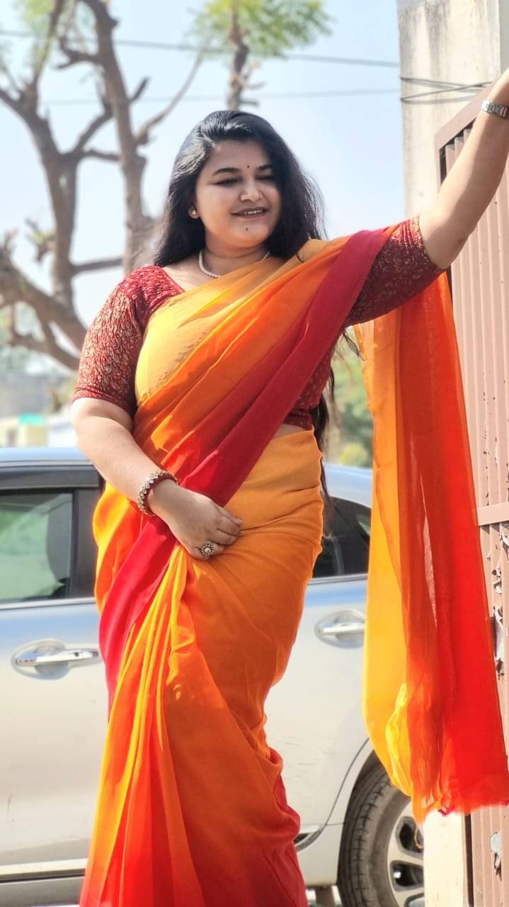     			ANAND SAREES Georgette Striped Ilkal Saree With Unstitched Blouse Piece ( Orange )