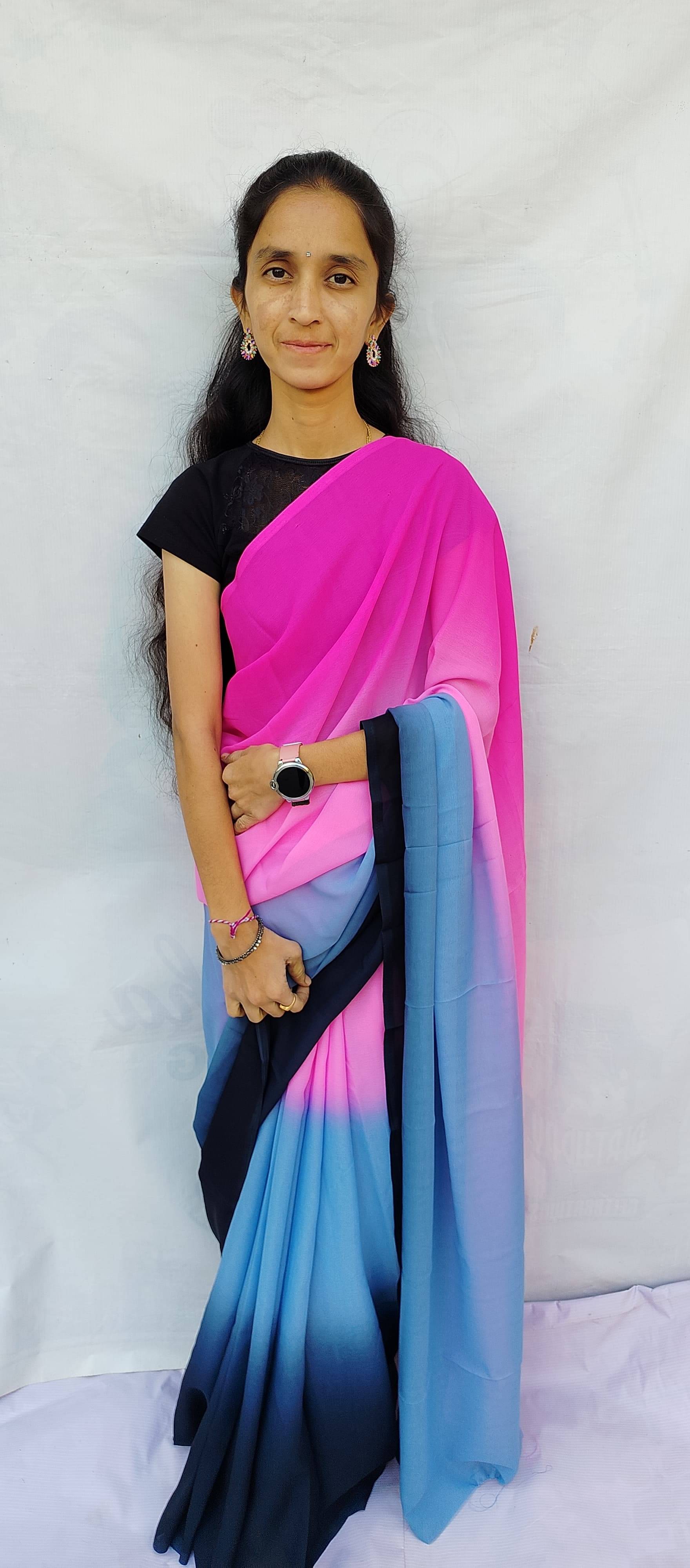ANAND SAREES Georgette Striped Ilkal Saree With Unstitched Blouse Piece ( Pink ) ANAND SAREES Georgette Striped Ilkal Saree With Unstitched Blouse Piece ( Pink )