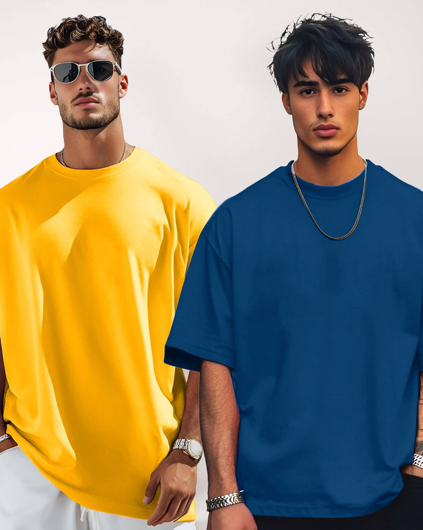     			AOOSH Men Cotton Blend Oversized Fit Solid T-Shirt ( Teal Blue )